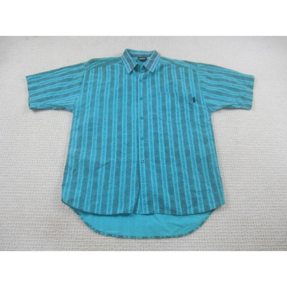 VTG‎ Permit Mens Shirt Large Green Button Down Short Sleeve Cotton
